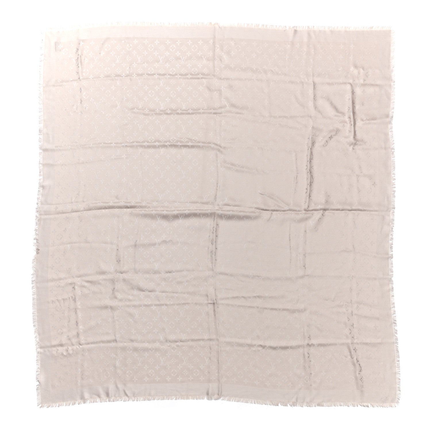 Louis Vuitton Silk Wool Monogram Shawl Greige 1 of 5