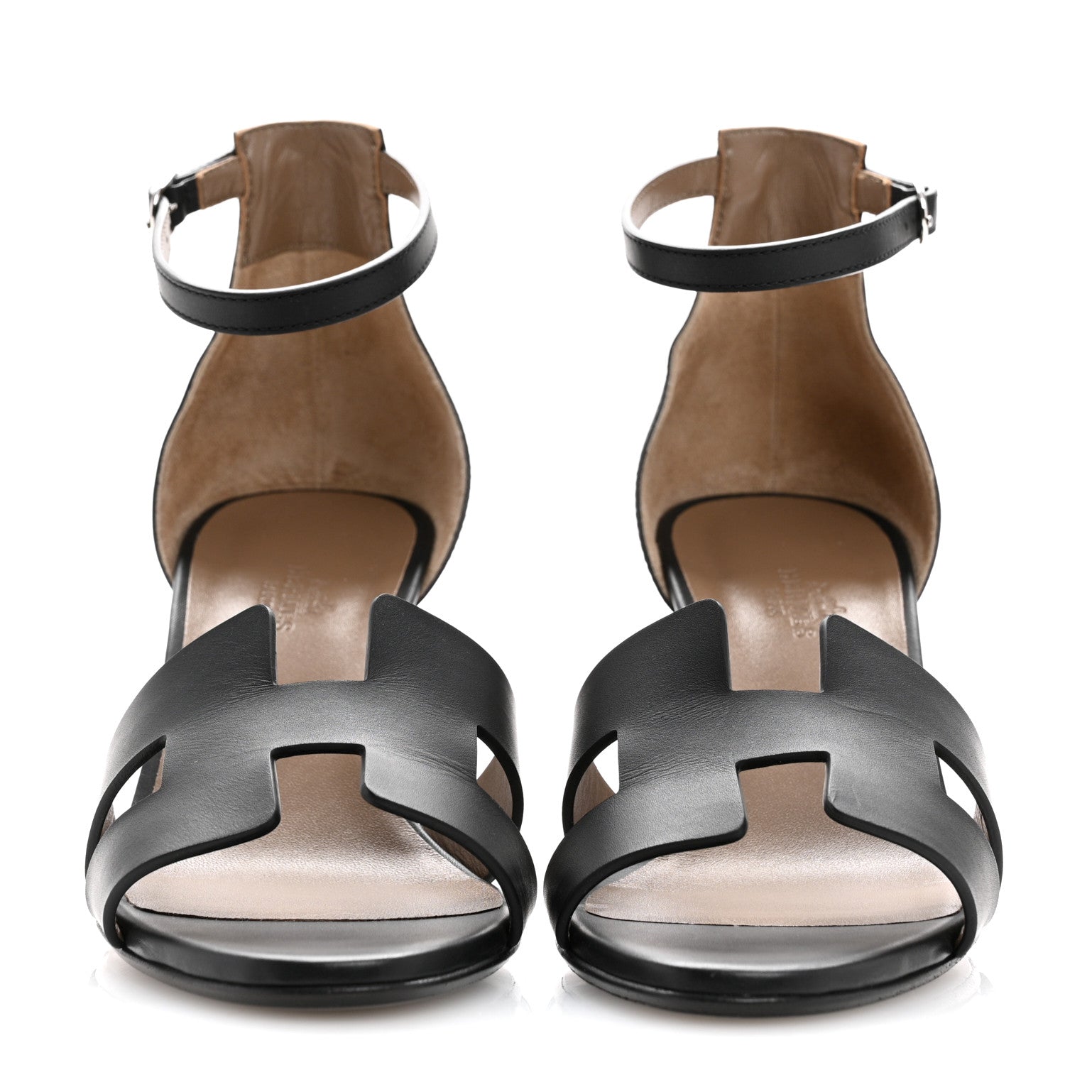 Hermes Calfskin Legend Wedge Sandals 39 Black 3 of 10
