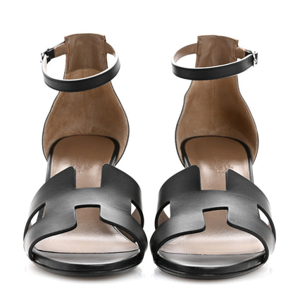 Hermes Calfskin Legend Wedge Sandals 39 Black 3 of 10