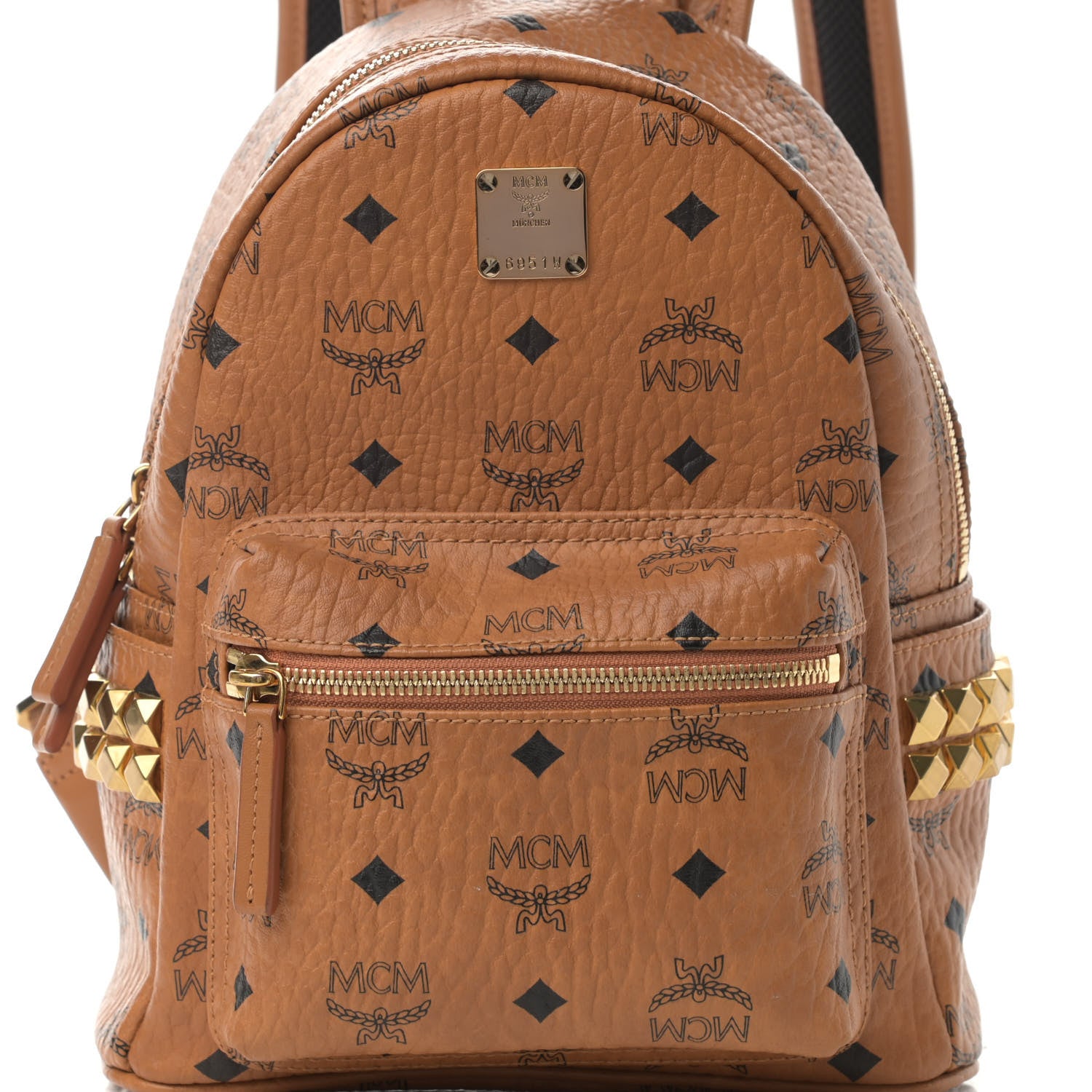 MCM Visetos Side Stud Mini Stark Backpack Cognac 9 of 14