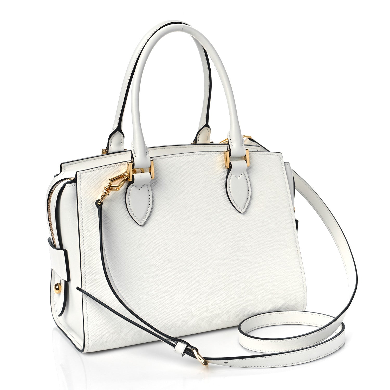Prada Saffiano Soft Calfskin Double Handle Satchel White 3 of 8