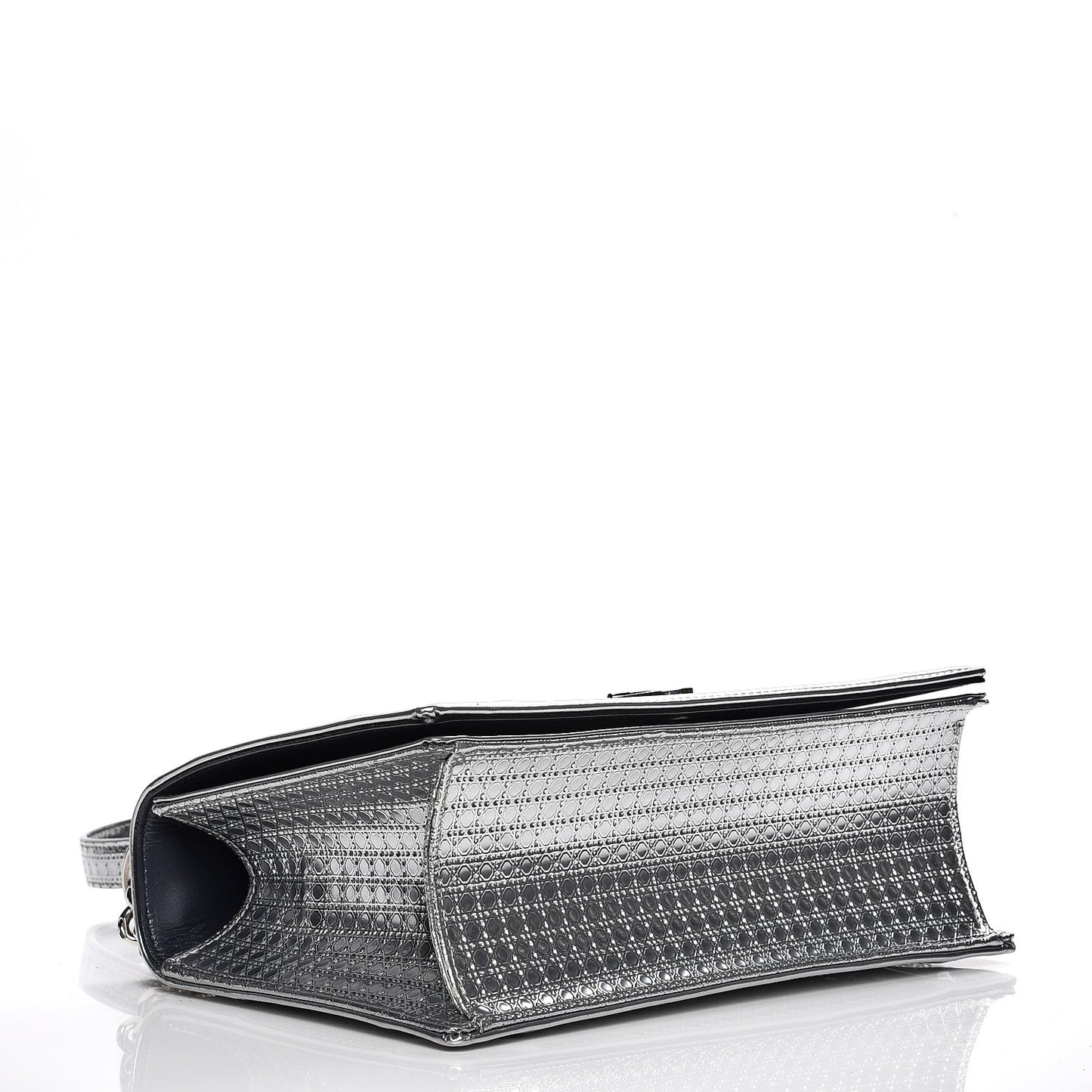 Metallic Patent Micro-Cannage Medium Diorama Flap Bag Silver