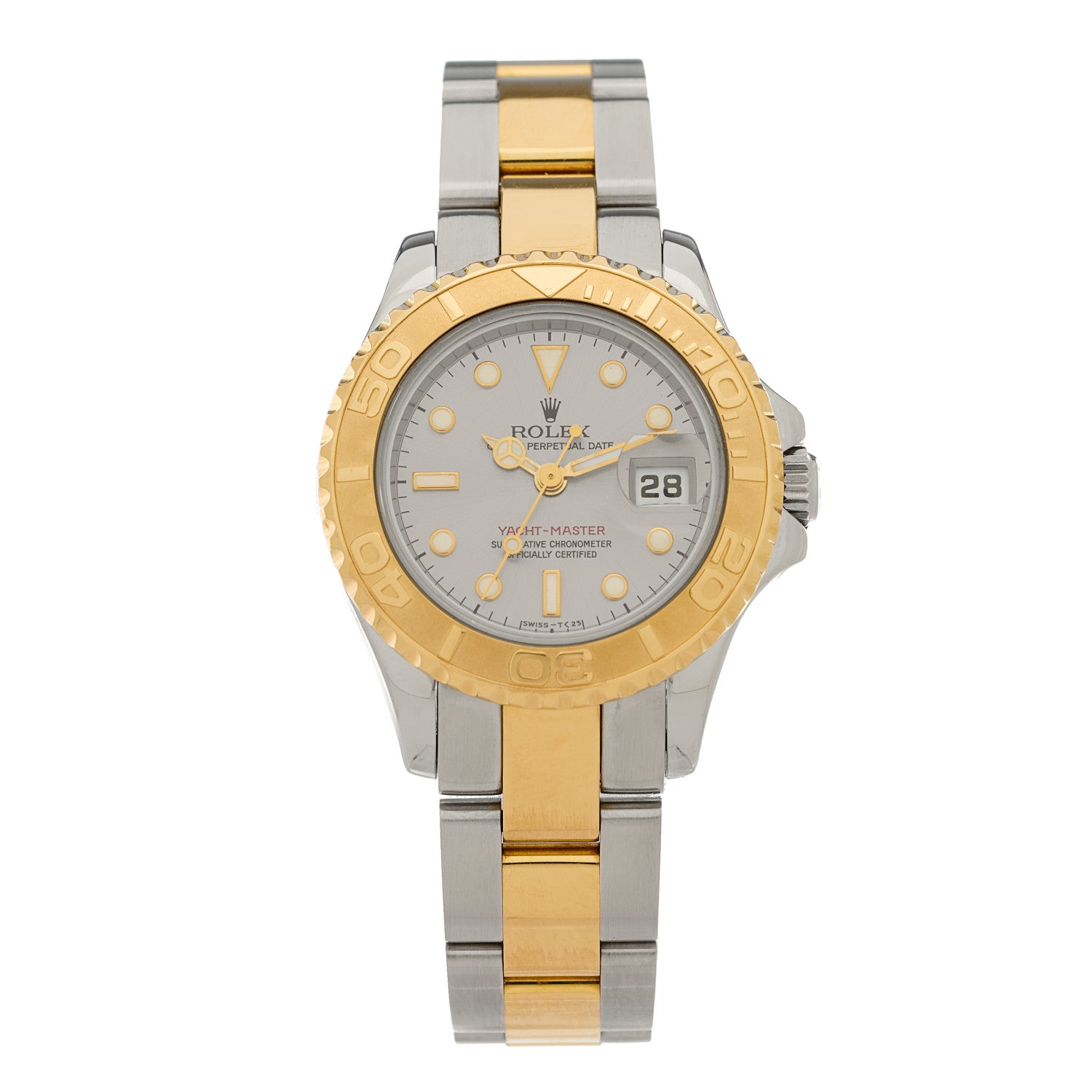 Rolex Stainless Steel 18K Yellow Gold 29mm Oyster Perpetual Date Yacht-Master Watch Silver 69623 1 of 5
