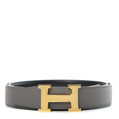 Hermes Box Togo 32mm Guilloche H Belt 105 Black Etain 1 of 8