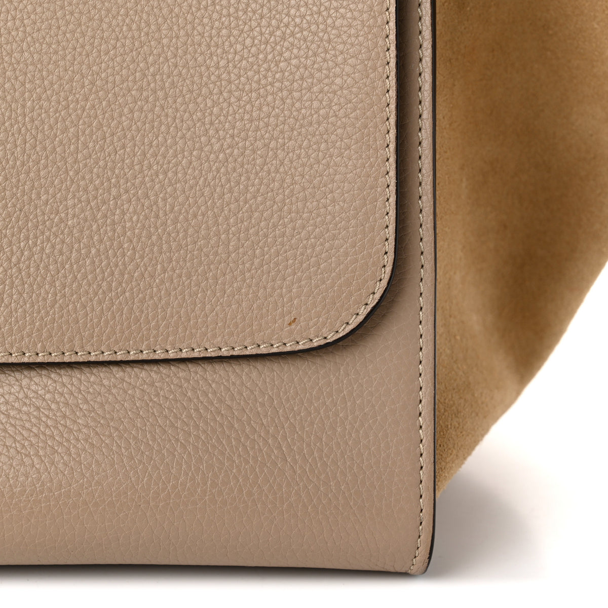 Drummed Calfskin Suede Medium Trapeze Dune