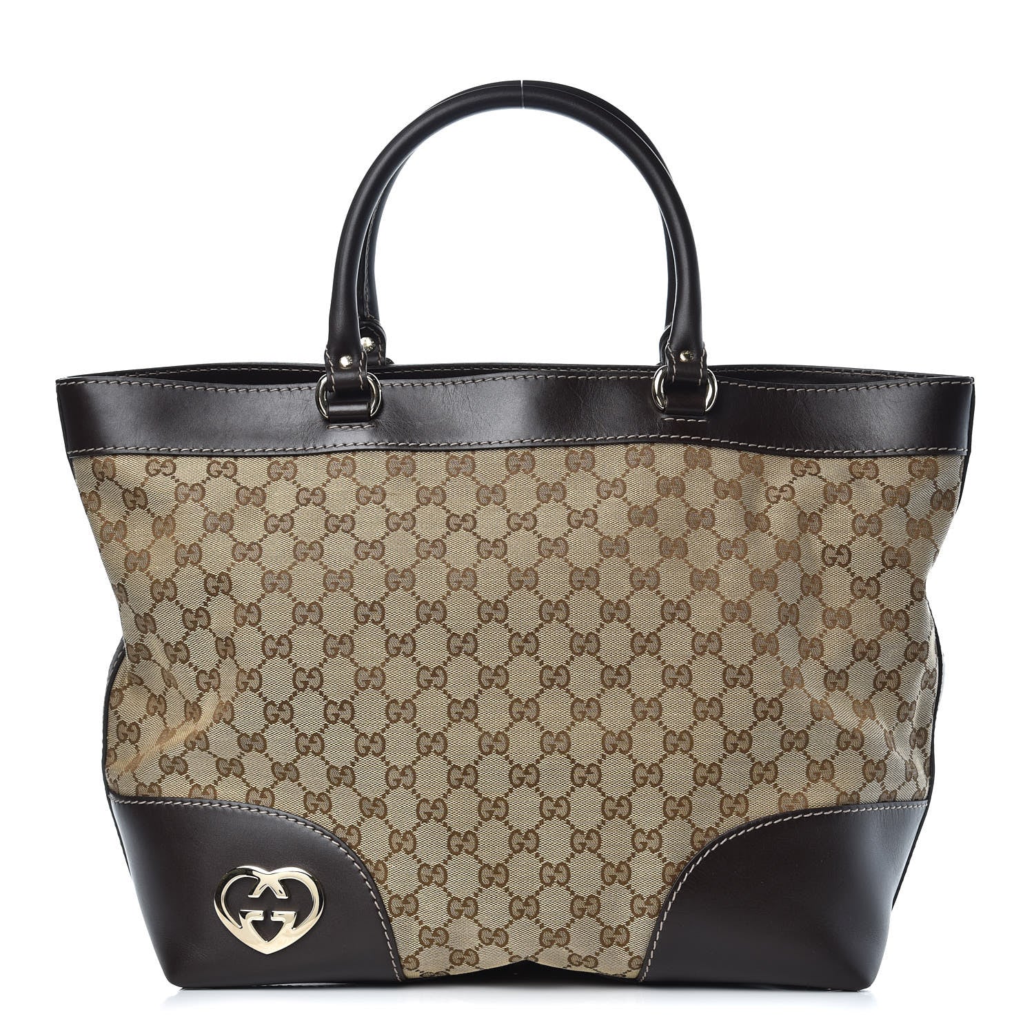 Gucci Monogram Lovely Heart Top Handle Dark Brown 1 of 11