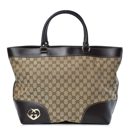 Gucci Monogram Lovely Heart Top Handle Dark Brown 1 of 11