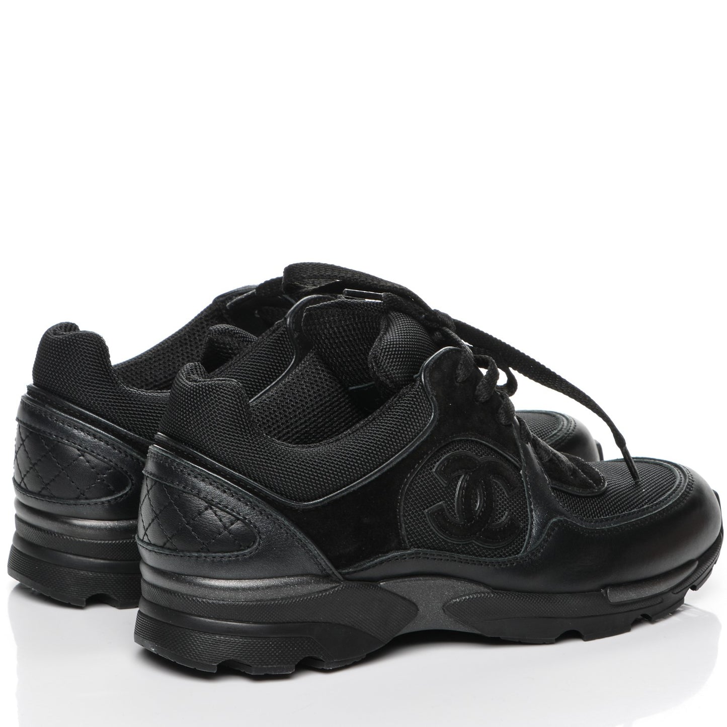 Toile Suede Calfskin CC Sneakers 36.5 Black