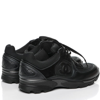 Chanel Toile Suede Calfskin CC Sneakers 36.5 Black 4 of 7