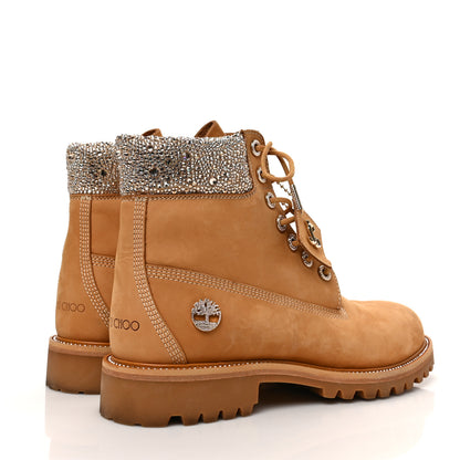 Jimmy Choo X TIMBERLAND Nubuck Swarovski Crystal Mens Ankle Boots 12 Wheat 4 of 8