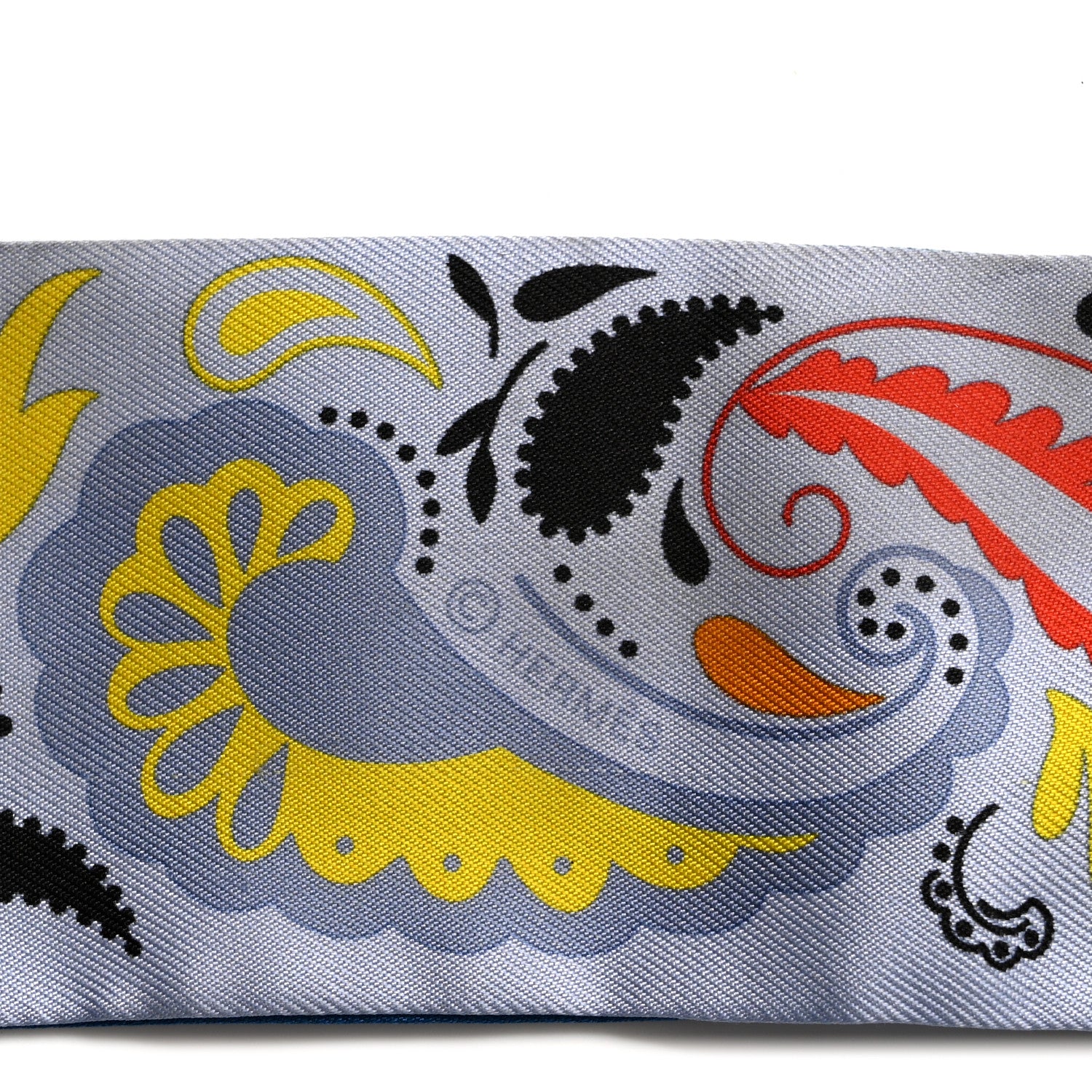 Hermes Silk Guepards Bandana Twilly Bleu Ciel Jaune Vif 4 of 4