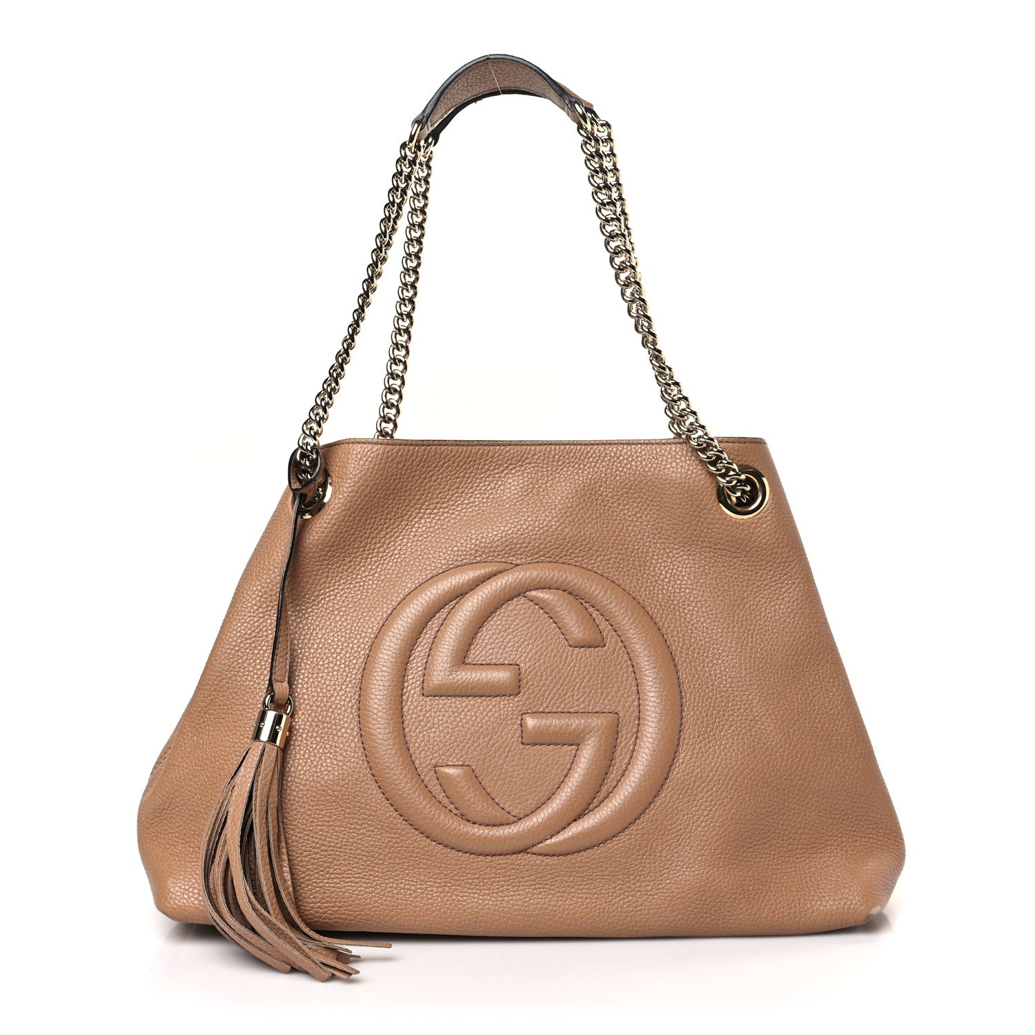 Gucci Pebbled Calfskin Medium Soho Chain Shoulder Bag Camelia 1 of 9