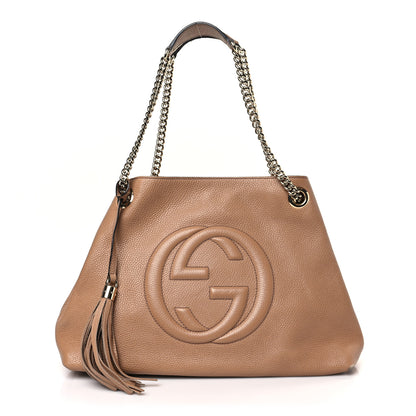 Gucci Pebbled Calfskin Medium Soho Chain Shoulder Bag Camelia 1 of 9