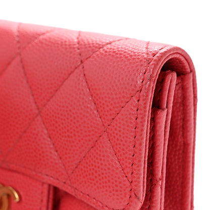 Chanel Caviar Quilted Flap Card Holder Wallet Dark Pink 10 of 12