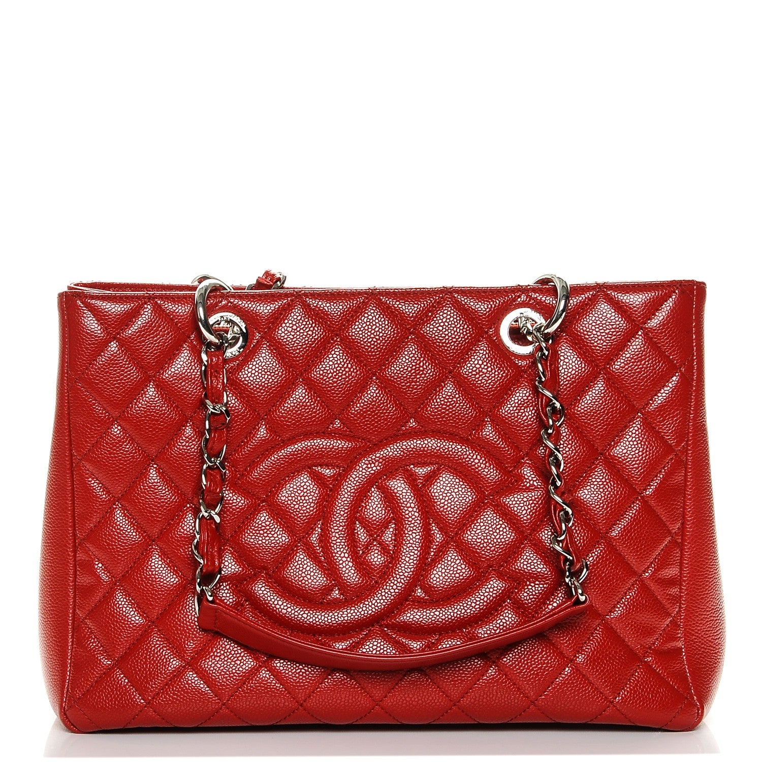 Chanel Caviar Quilted Grand Shopping Tote GST Red 1 of 7