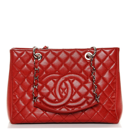 Chanel Caviar Quilted Grand Shopping Tote GST Red 1 of 7