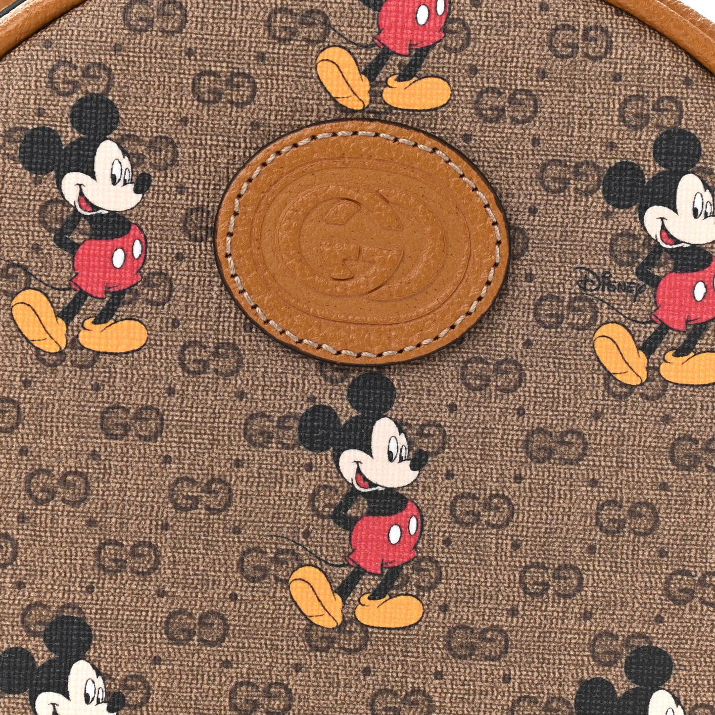 X DISNEY Mini Vintage GG Supreme Monogram Mickey Mouse Round Backpack Beige Vintage Sun Oil
