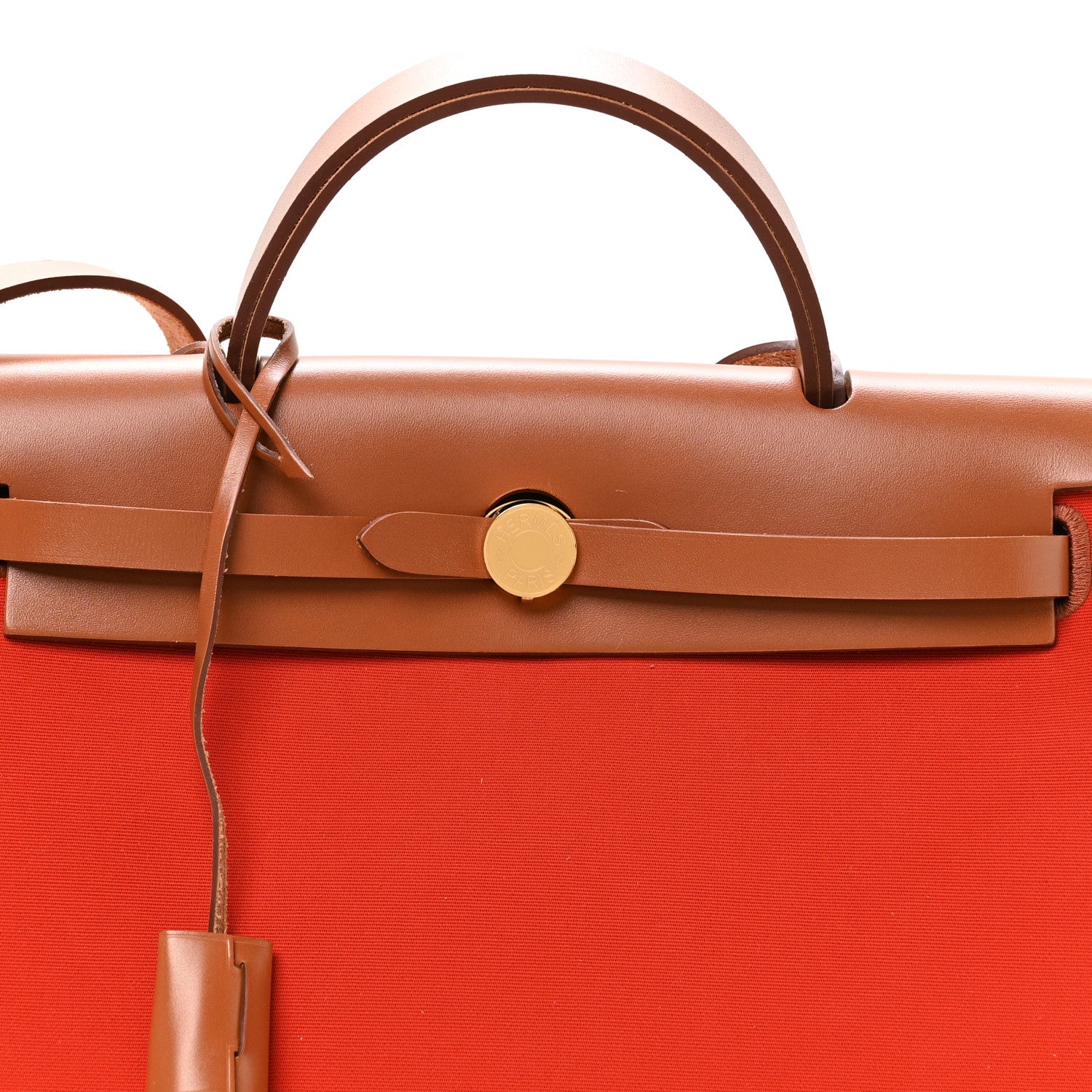 Hermes Vache Hunter Toile Herbag Zip Retourne 31 PM Orange Mecano Fauve 9 of 12