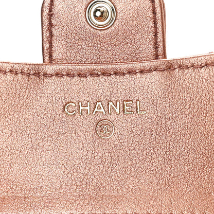 Chanel Metallic Lambskin Quilted Compact Flap Wallet Dark Pink 6 of 8