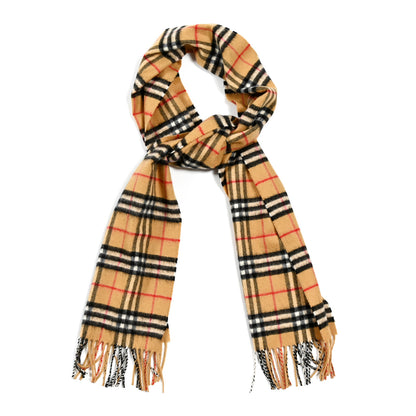 Burberry Cashmere House Check Fringe Scarf Camel 1 of 4
