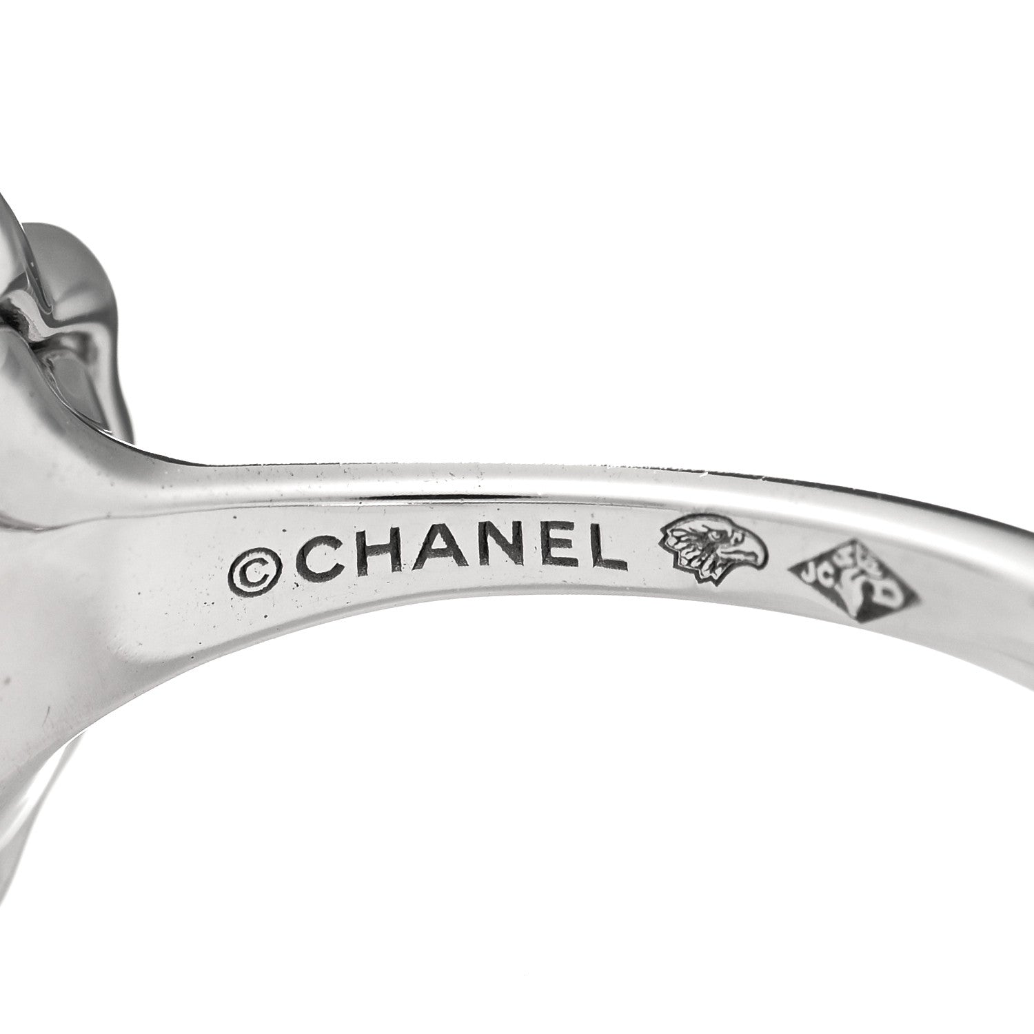 Chanel 18K White Gold Diamond Camelia Precieux Ring 58 8.25 5 of 6