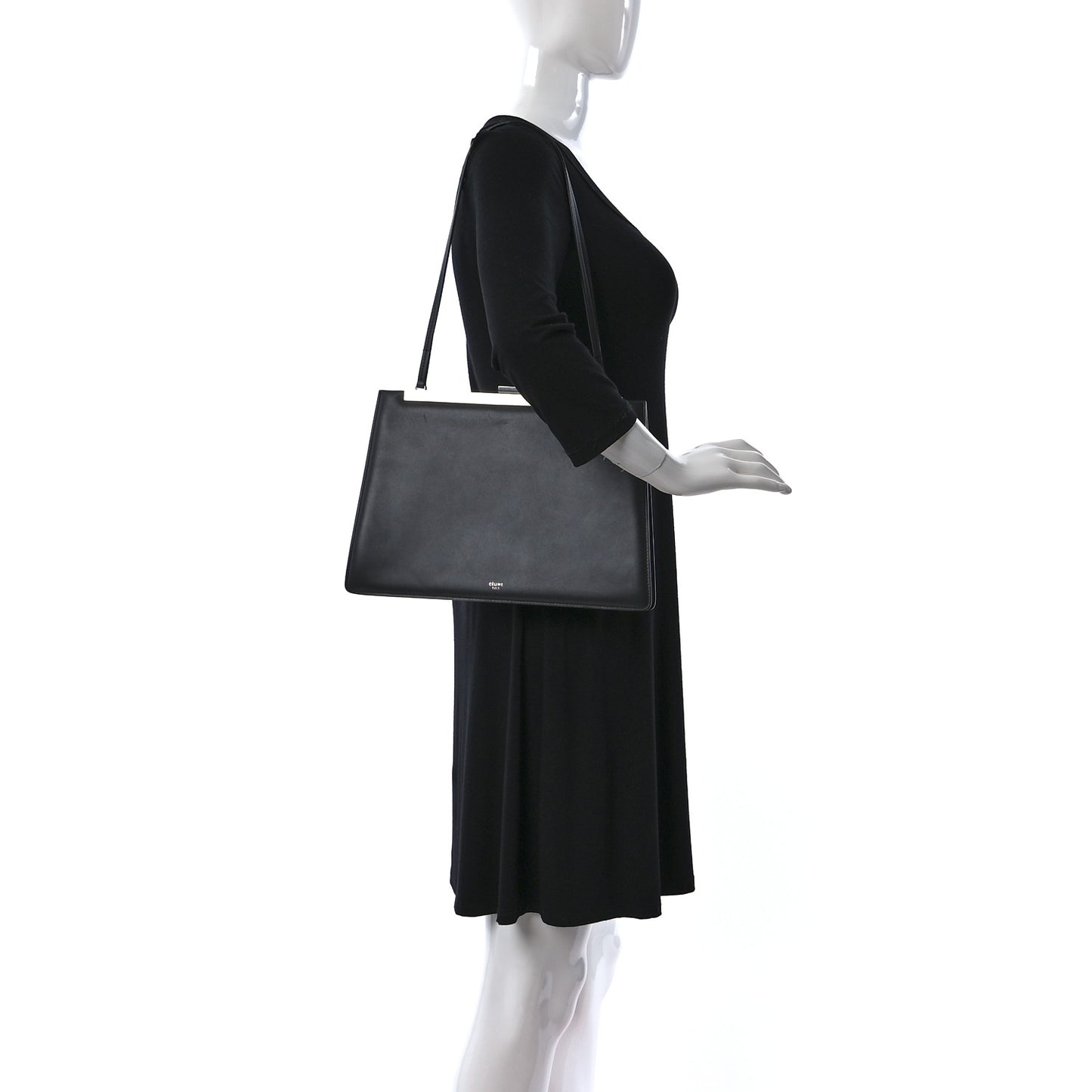 Smooth Calfskin Medium Clasp Bag Grey