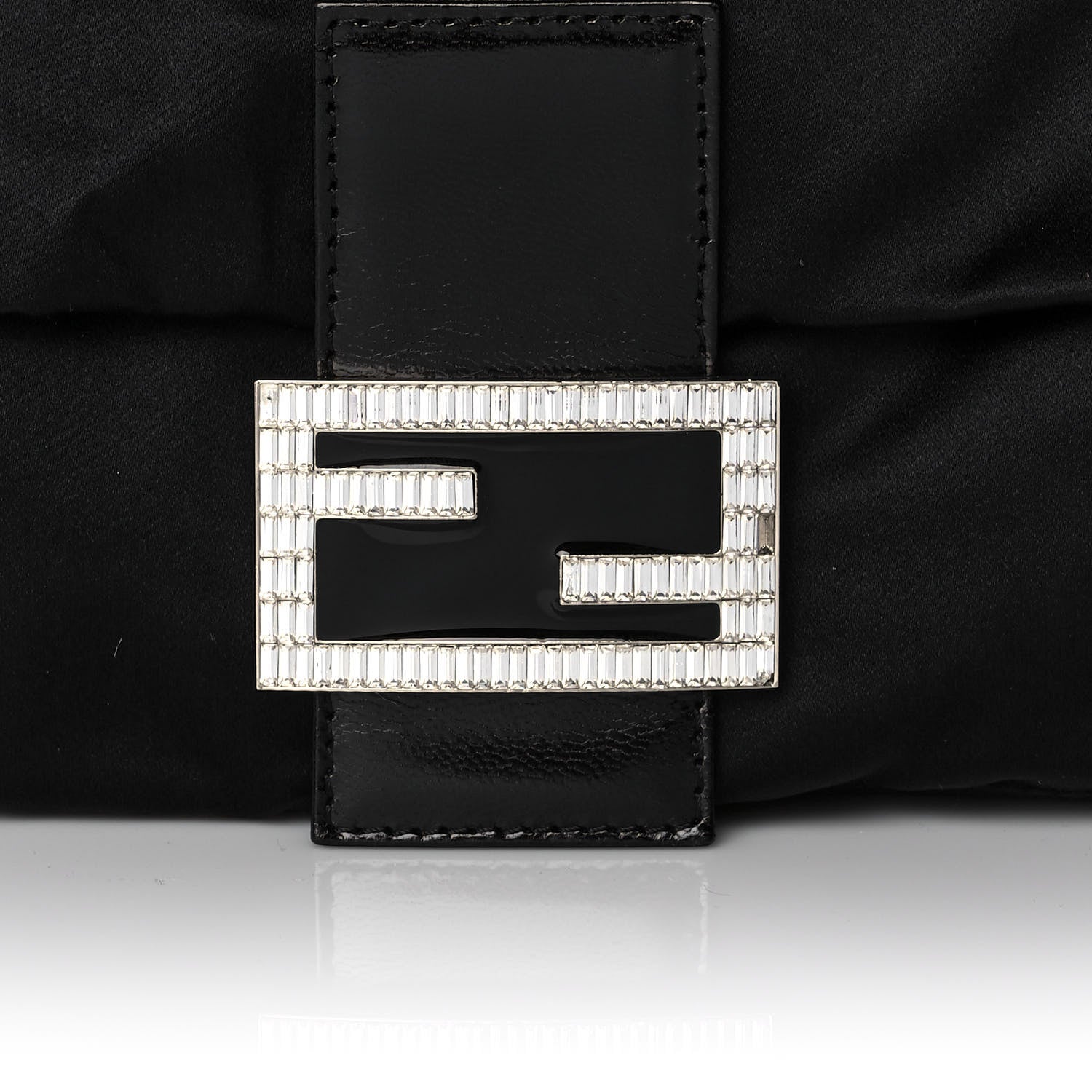 Fendi Satin Crystal Baguette Black 10 of 11