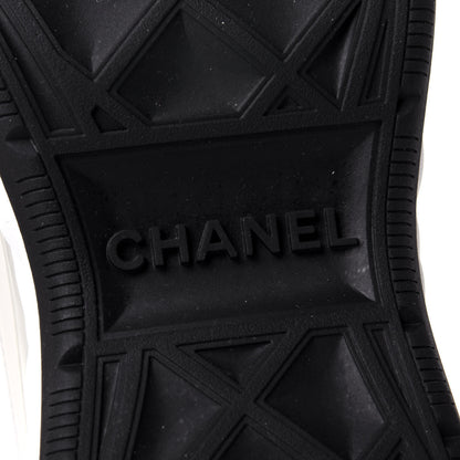 Chanel Velvet Calfskin Mixed Fibers CC Sneakers 37.5 Ivory Black 8 of 11