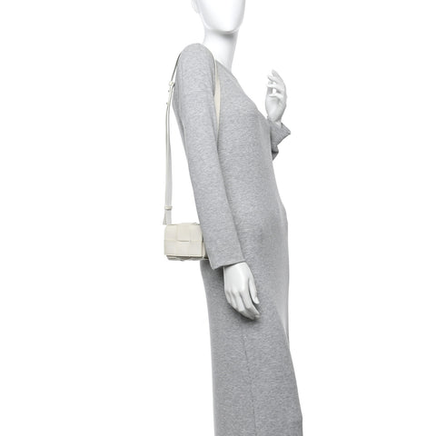 Lambskin Maxi Intrecciato Extra Mini Cassette Crossbody Bag White