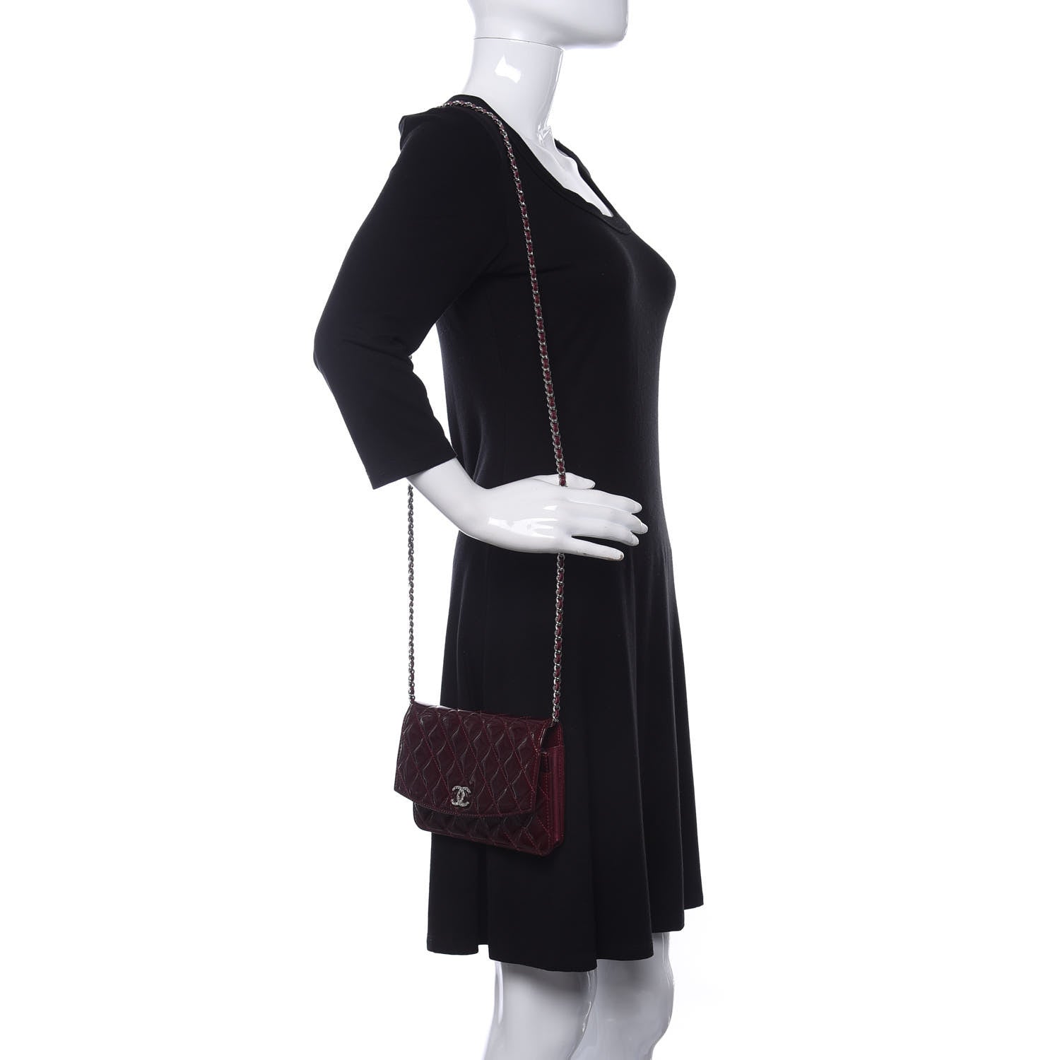 Chanel Patent Quilted Brilliant Wallet On Chain WOC Red 2 of 12