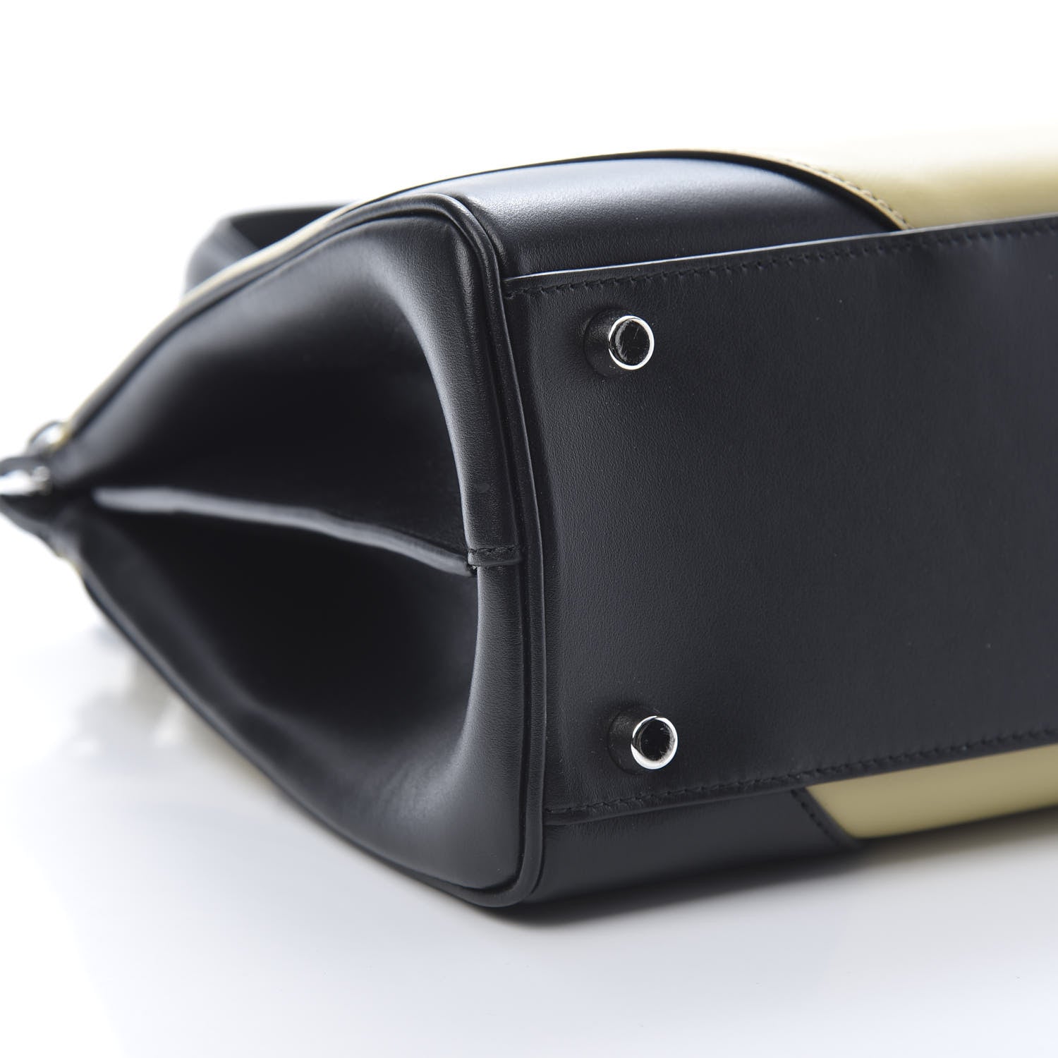 Gucci Smooth Calfskin Diagonal Striped Small Zumi Top Handle Bag Black Beige 10 of 11