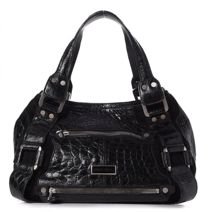 Jimmy Choo Croc Calfskin Embossed Mahala Black 1 of 10