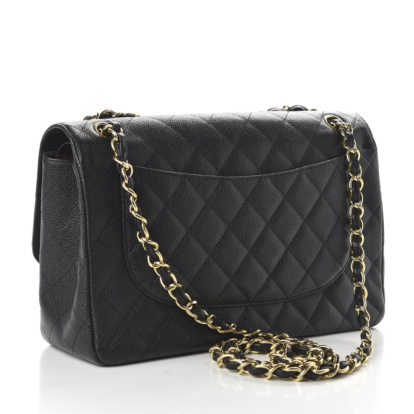 Caviar Quilted Jumbo Double Flap Black