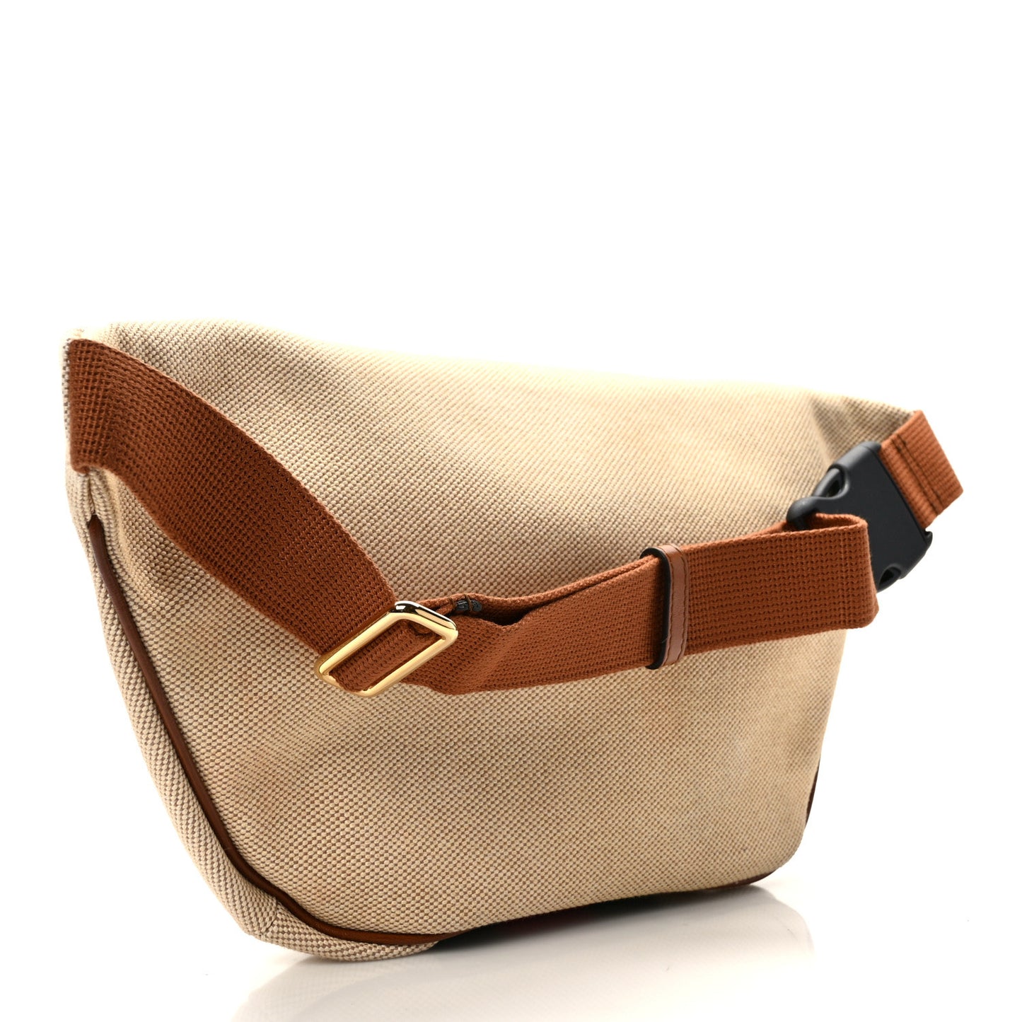 Vintage Canvas Web Belt Bag Sand Cuir