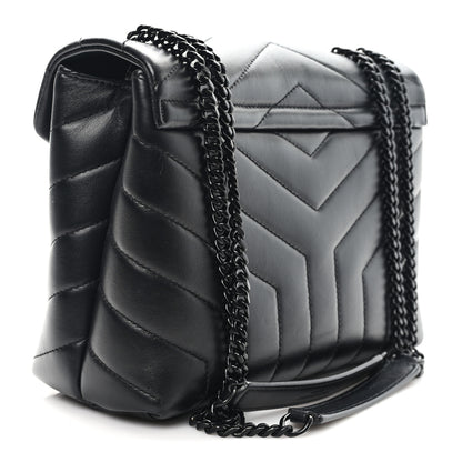 Saint Laurent Calfskin Y Quilted Monogram Monochrome Small Loulou Chain Satchel Black 3 of 12