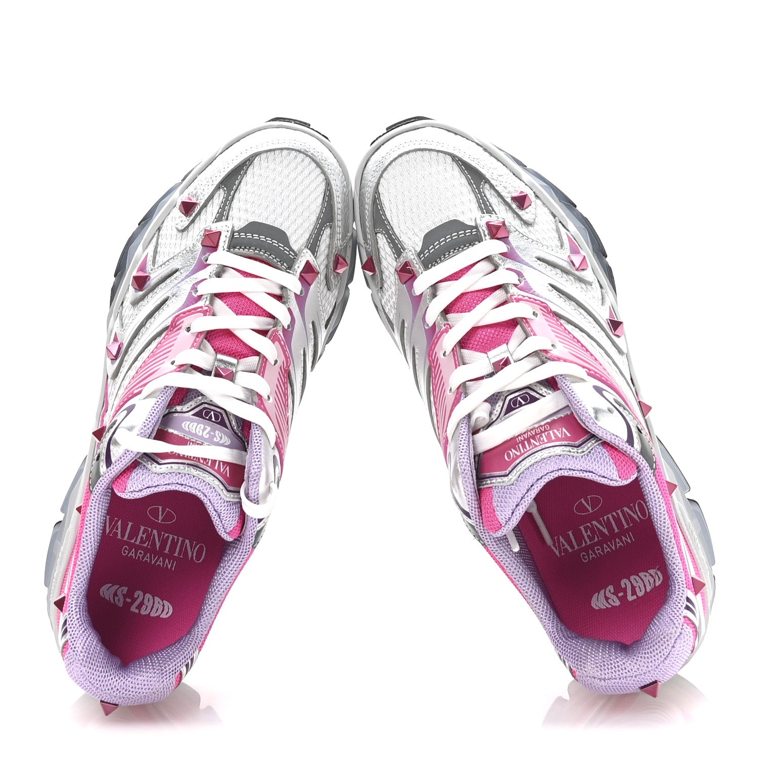 VALENTINO スニーカー 37ハーフ Valentino Garavani Mesh Calfskin Rockstud Womens Platform Sneakers