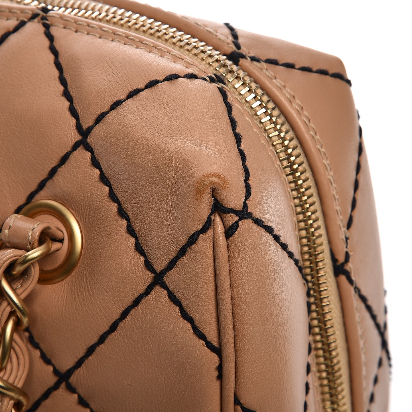 Calfskin Quilted Wild Stitch Bag Beige
