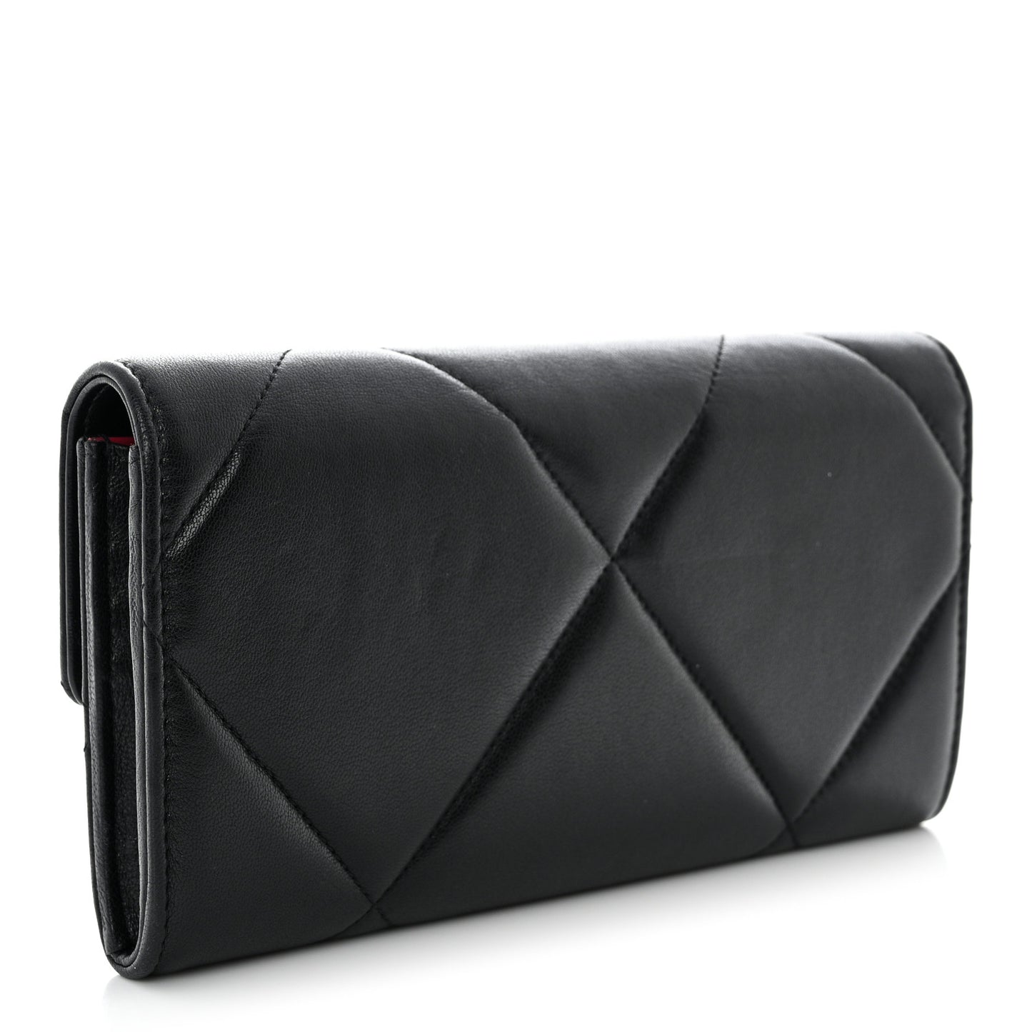 Lambskin Quilted Chanel 19 Flap Wallet Black