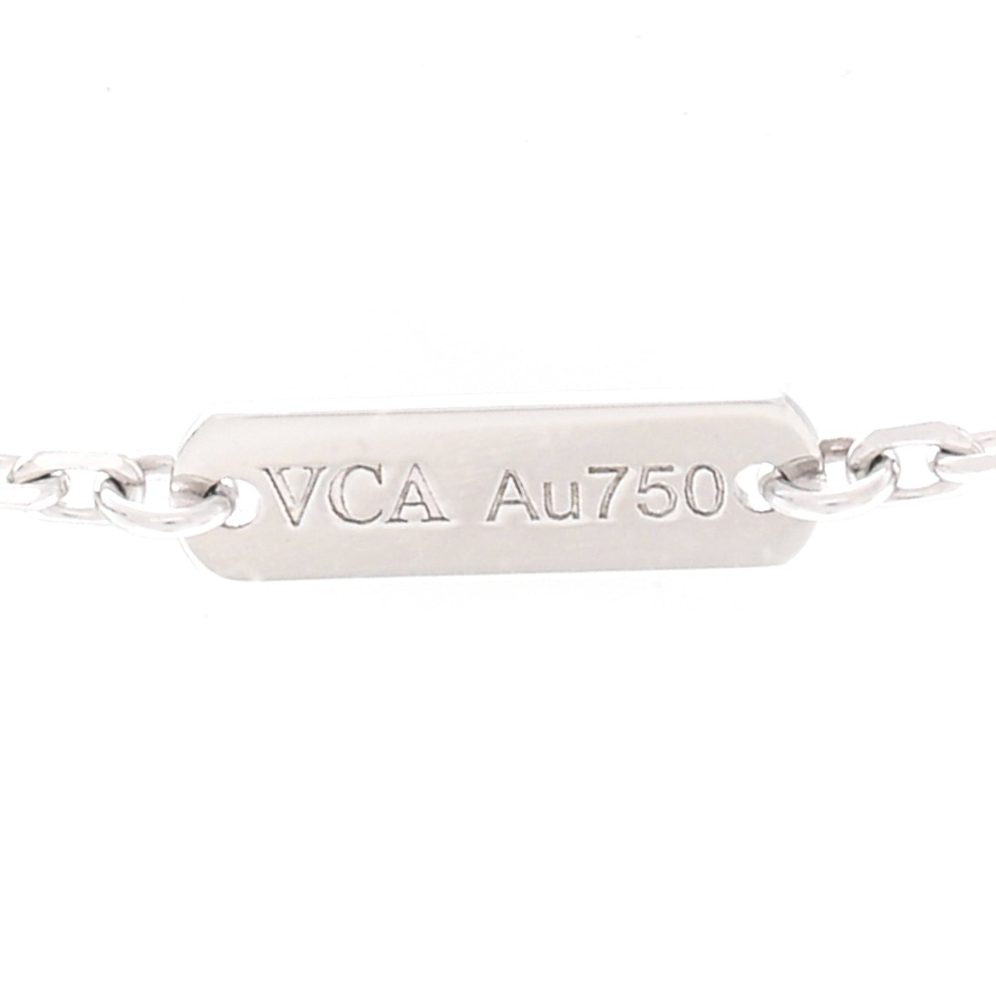 18K White Gold Guilloche Vintage Alhambra Pendant Necklace