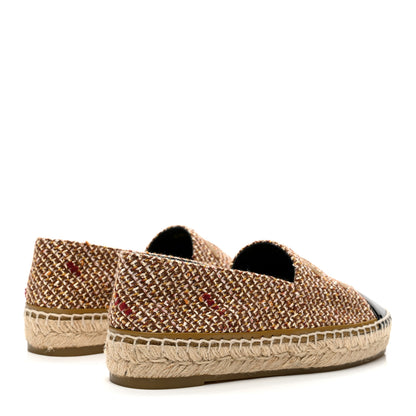 Chanel Tweed Patent CC Espadrilles 38 Beige Black Multicolor 4 of 10