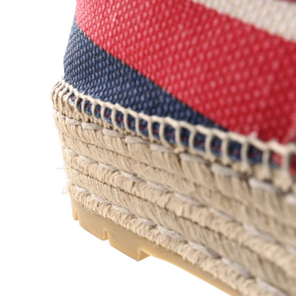 Gucci Canvas Sylvie Stripe Logo Platform Espadrilles 39.5 Mystic White Hibiscus Red Maritime 12 of 13