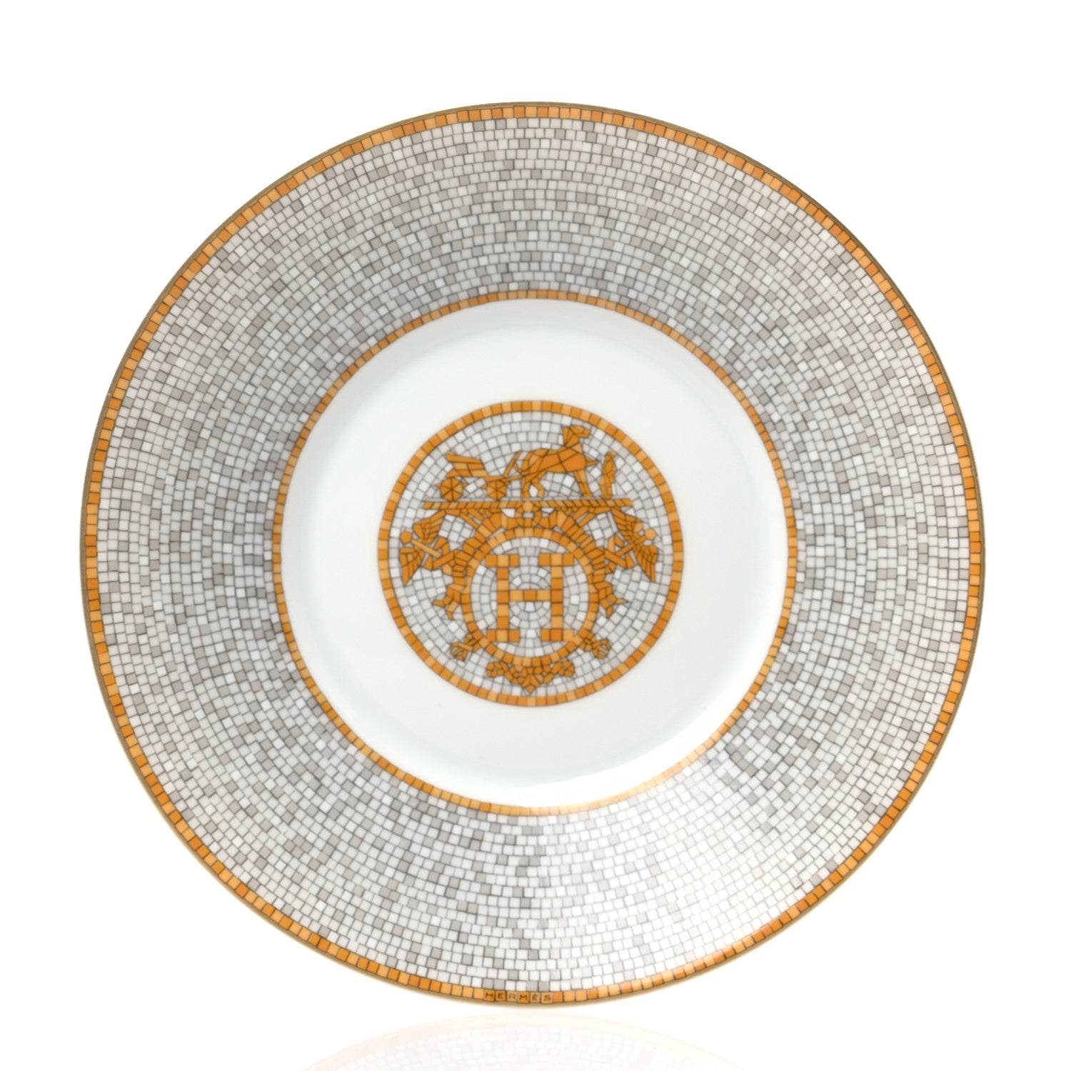 Hermes Porcelain Mosaique Au 24 Gold Tea Cup And Saucer Set Of 2 3 of 7