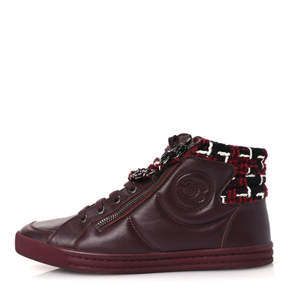 Chanel Lambskin Zipped Chain CC Sneakers 38.5 Burgundy 1 of 10