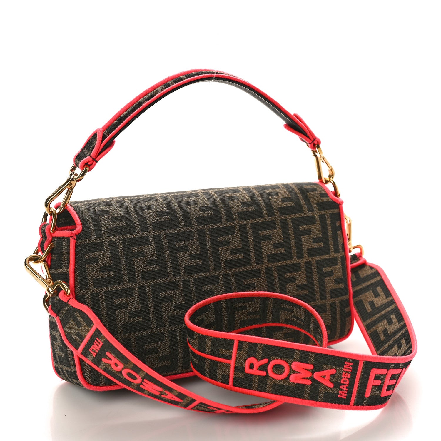 Fendi Fabric Jacquard FF 1974 Baguette Tobacco Moro Fuxia Fluo 3 of 11