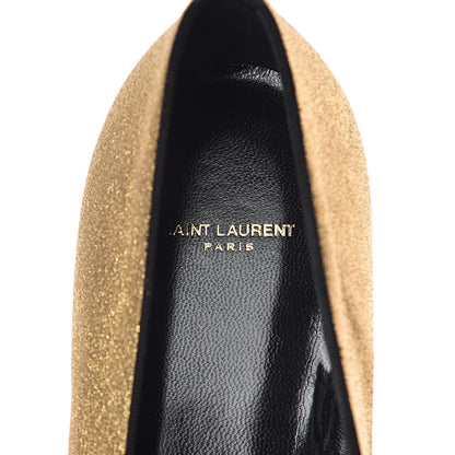 Saint Laurent Metallic Calfskin Smoking Slipper Flat Loafers 38 Gold 9 of 14