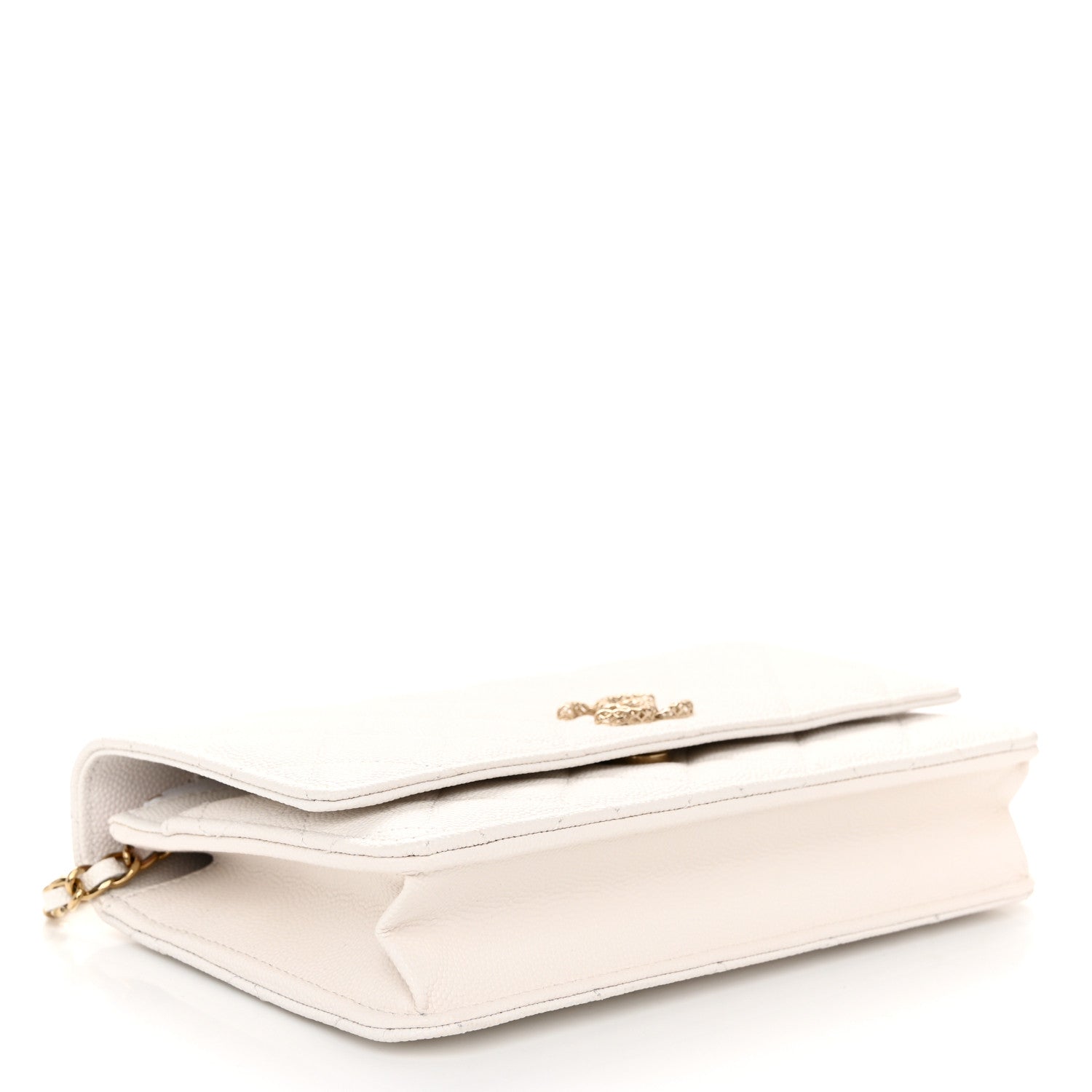 Chanel Caviar Quilted Perforated Metal CC Wallet On Chain WOC White 4 of 12