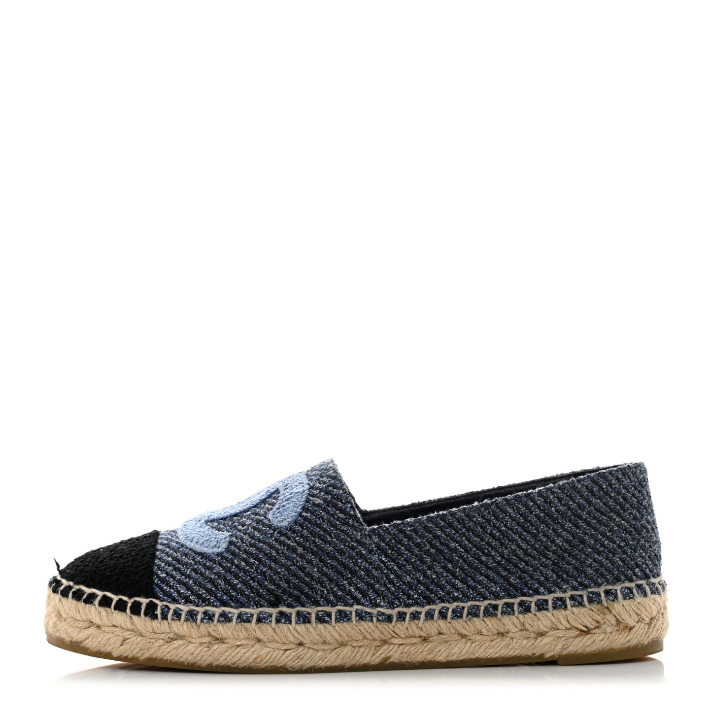 Cotton Tweed CC Espadrilles 38 Blue Ecru Black