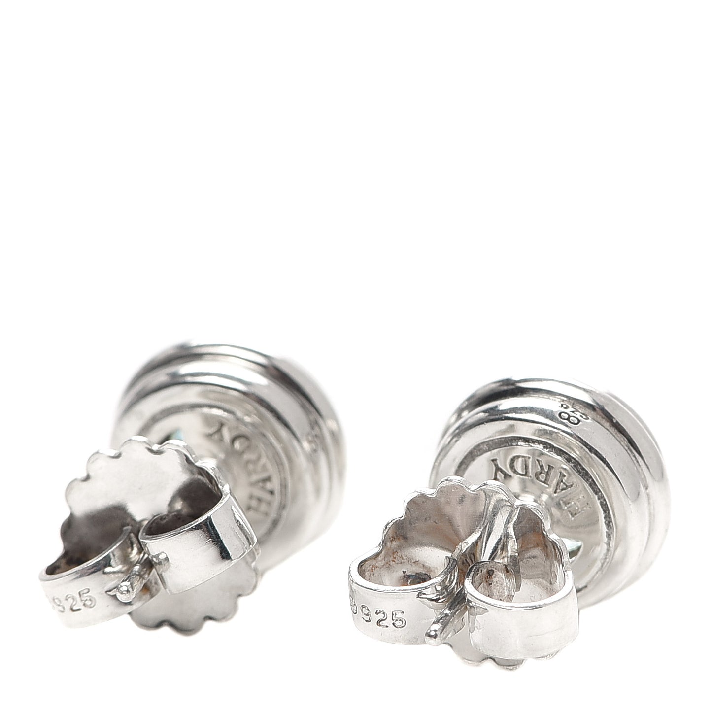 Sterling Silver Blue Topaz Batu Bedeg Round Earrings