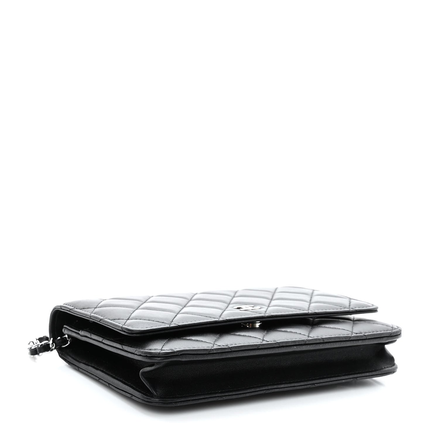 Lambskin Quilted Wallet On Chain WOC Black