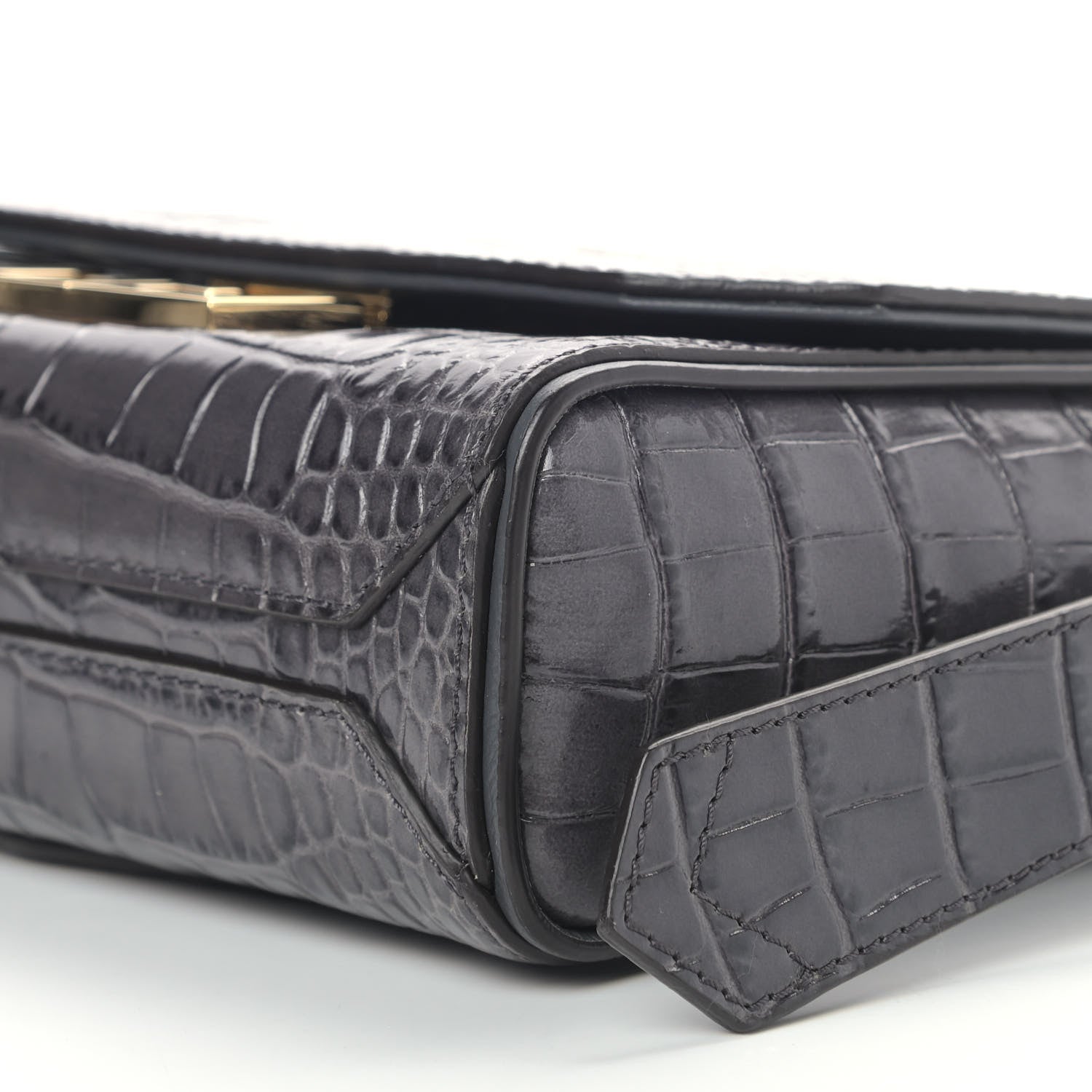 Givenchy Calfskin Crocodile Embossed Eden Mini Top Handle Storm Grey 8 of 8